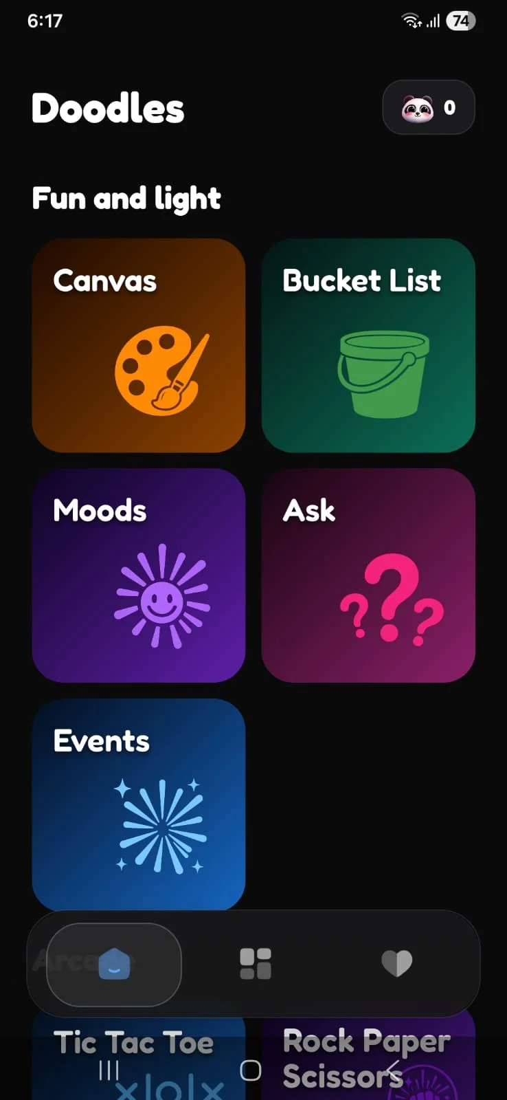 Doodles features screen